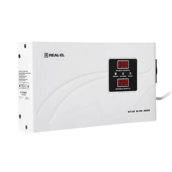 Стабілізатор REAL-EL Stab Slim-1000 White 170366 фото