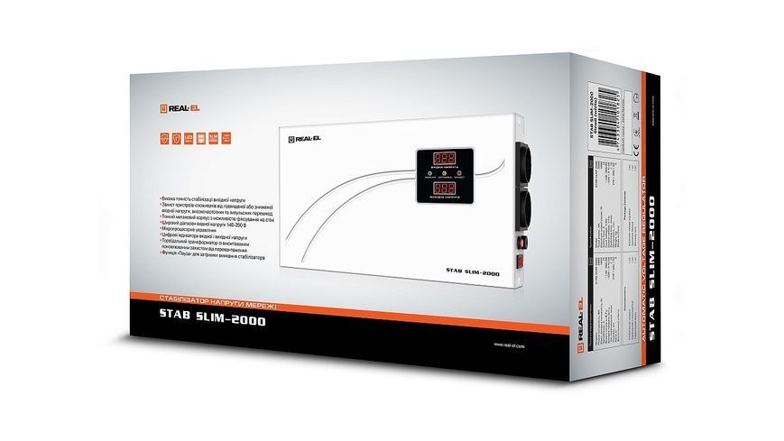 Стабілізатор REAL-EL Stab Slim-1000 White 170366 фото