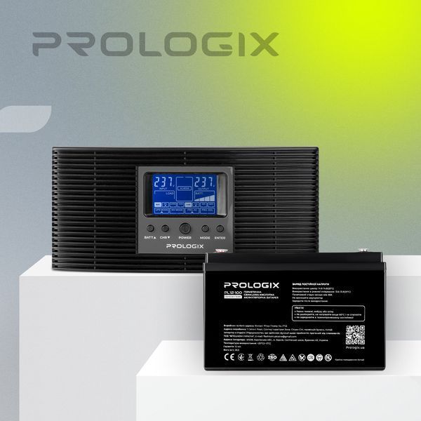 Комплект резервного живлення Prologix 1000 (PLP1000XL) + АКБ PL12-100, AGM 530400 фото