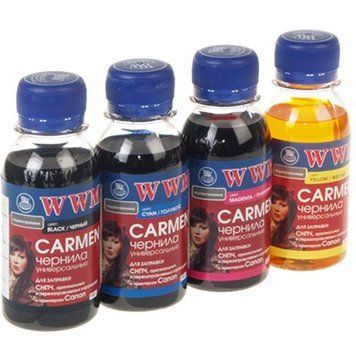 Комплект чорнил WWM Universal Carmen для Сanon серий PIXMA iP/iX/MP/MX/MG В/C/M/Y(CARMEN/SET.4-2) 4*100 25059 фото