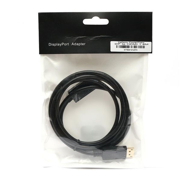 Кабель PowerPlant (KD00AS1237) DisplayPort-HDMI, 1.8м, Black 184459 фото
