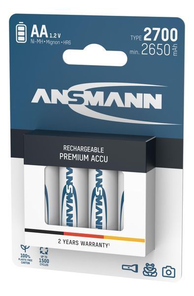 Акумулятори Ansmann AA/HR06 NI-MH 2700 mAh BL 4 шт 535969 фото