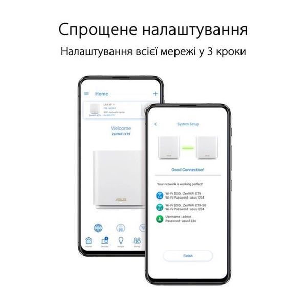 Wi-Fi Mesh система Asus ZenWiFi XT9 1pk White (90IG0740-MO3B60) 461953 фото