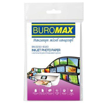 Фотопапір Buromax глянцевий 230г/м2 10х15см, 20л (BM.2230-6020) 556309 фото