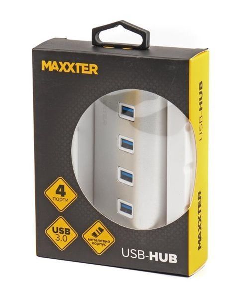 USB-хаб Maxxter 4 ports Silver (HU3A-4P-01) 344908 фото