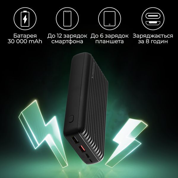 Універсальна мобільна батарея Promate Titan-30 Black 30000mAh 480037 фото