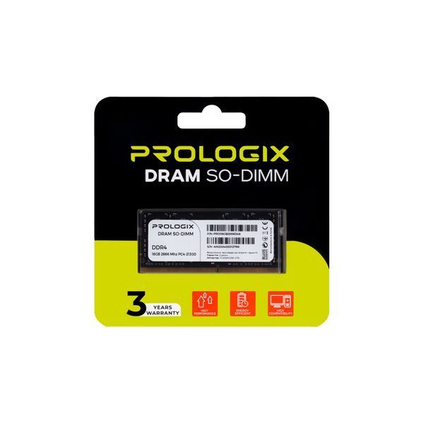 Модуль пам`ятi SO-DIMM 16GB/2666 DDR4 Prologix (PRO16GB2666D4S) 492238 фото
