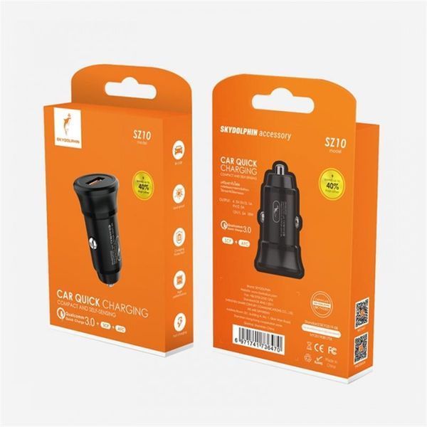 Автомобільний зарядний пристрій SkyDolphin SZ10 QC3.0 (1USB, 3.1A) Black (AZP-000086) 382978 фото