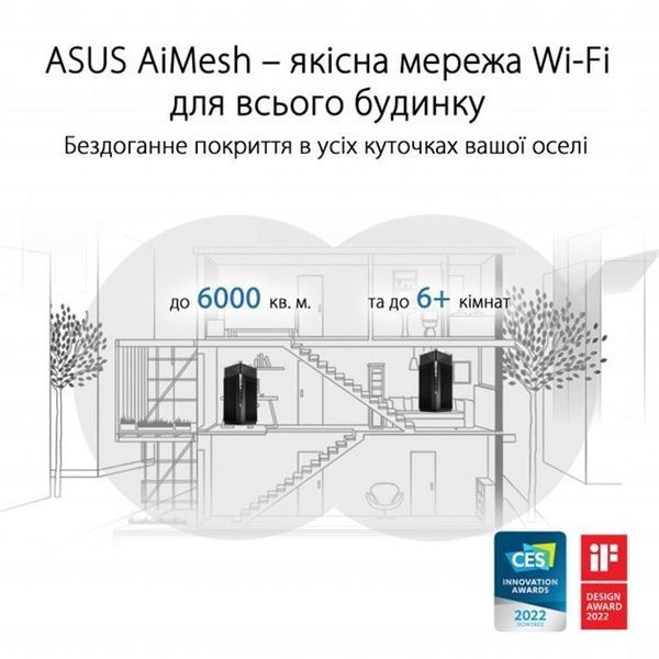 Wi-Fi Mesh система Asus ZenWiFi Pro ET12 2pk Black (90IG05Z0-MO3A20) 435817 фото