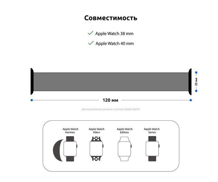 Ремінець Armorstandart Braided Solo Loop для Apple Watch 38mm/40mm/41mm Charcoal Size 2 (120 mm) (ARM58060) 463132 фото