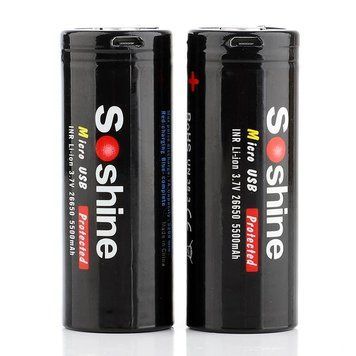 Акумулятор Soshine 26650 microUSB 5500mAh 1шт 481631 фото