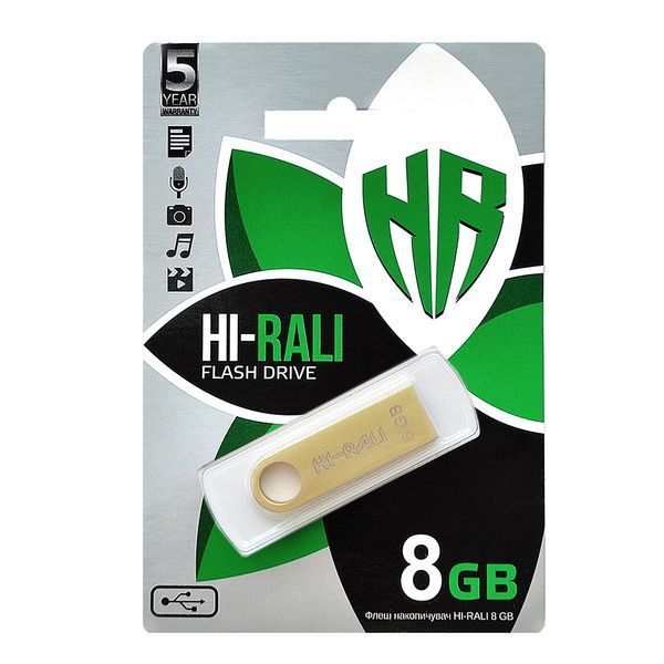Флеш-накопичувач USB 8GB Hi-Rali Shuttle Series Gold (HI-8GBSHGD) 305126 фото