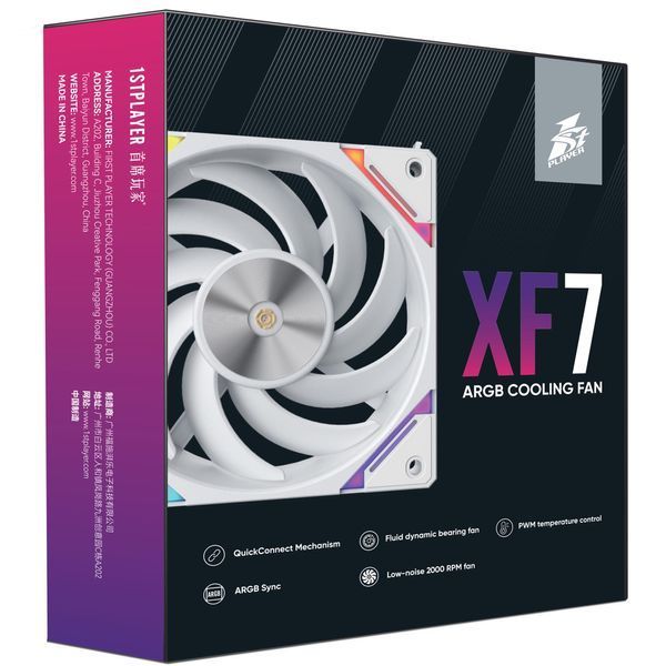 Вентилятор 1stPlayer XF7 White (XF7-WH-1IN1) 553565 фото
