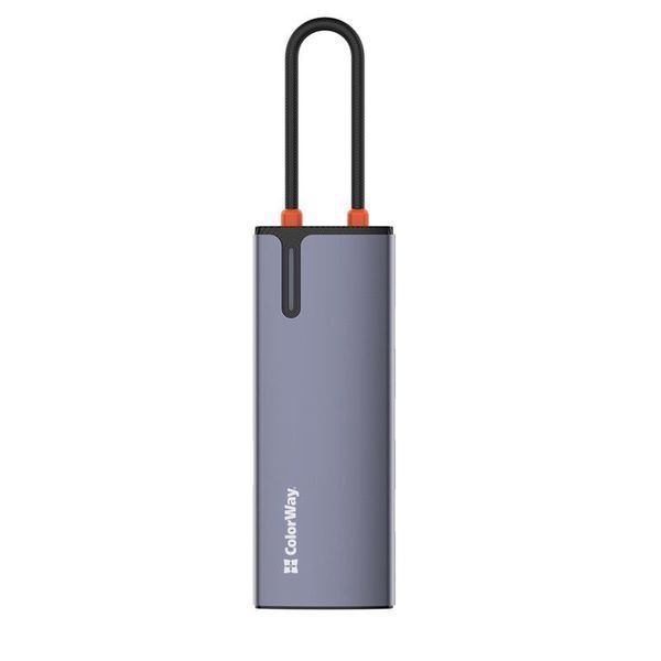 Док-станція СolorWay USB-C 6-в-1 Type C PD 100W/USB3.0х3/USB2.0/RJ45 (CW-HUB03) 523896 фото