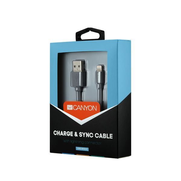 Кабель Canyon USB - Lightning (M/M) 0.96 м, Dark Grey (CNS-MFIC2DG) 263540 фото