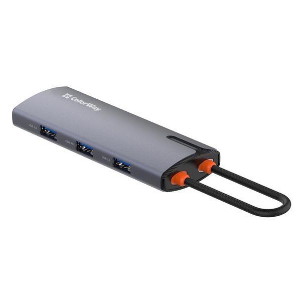 Док-станція СolorWay USB-C 6-в-1 Type C PD 100W/USB3.0х3/USB2.0/RJ45 (CW-HUB03) 523896 фото