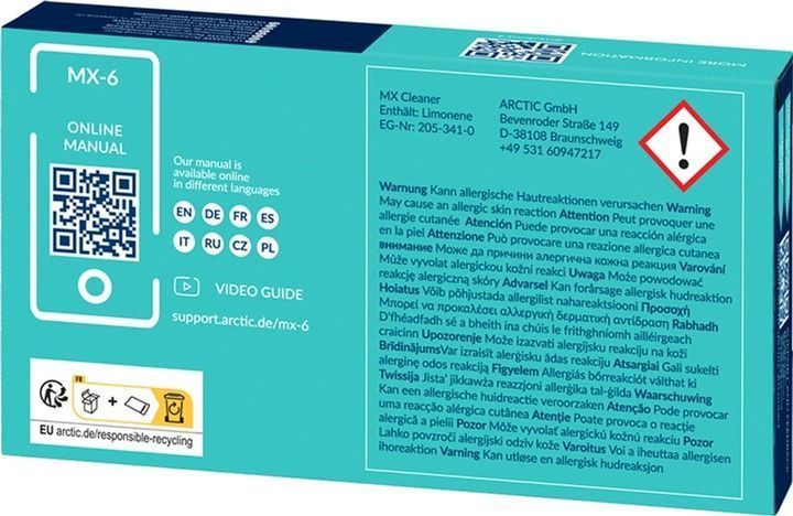 Термопаста Arctic Cooling MX-6 4 г + 6x MX Cleaner (ACTCP00084A) 458324 фото