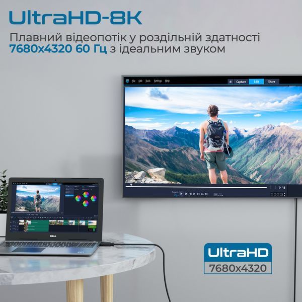Кабель Promate DisplayPort - DisplayPort V 1.4 (M/M), 3 м, (dplink-300.black) 557935 фото