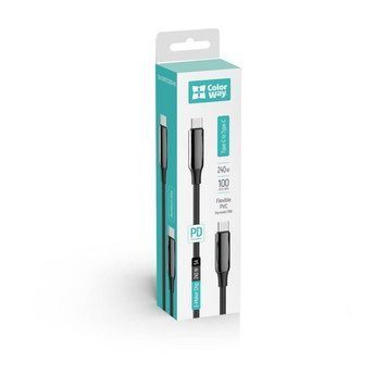 Кабель ColorWay USB Type-C + USB Type-C (M/M), 5.0 А, 1 м, Black (CW-CBPDCC069-BK) 551201 фото