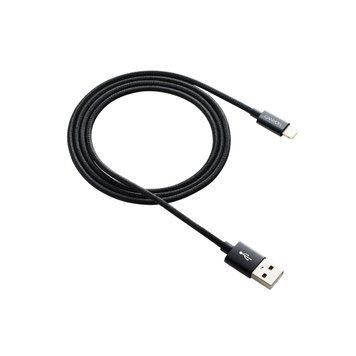 Кабель Canyon USB - Lightning (M/M), 8-pin, обплетення, 1 м, Black (CNE-CFI3B) 296216 фото