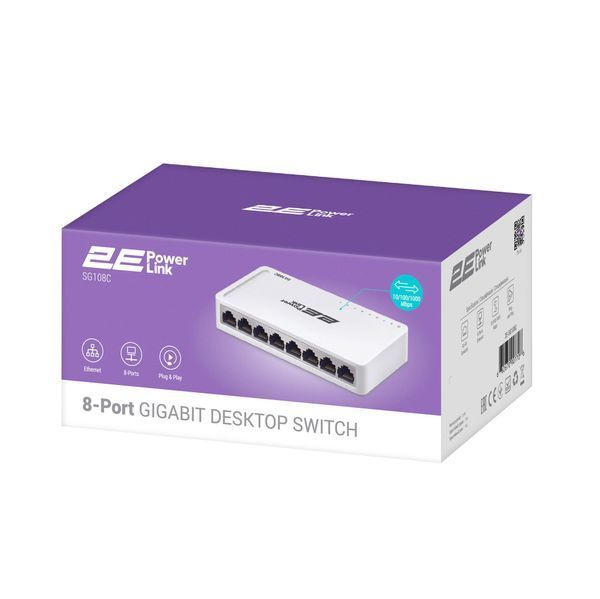 Комутатор 2E PowerLink SG108C (8xGE, некерований) 490438 фото