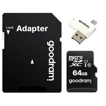Карта пам`ятi MicroSDXC 64GB UHS-I Class 10 Goodram + SD-adapter + OTG Card reader (M1A4-0640R12) 244845 фото