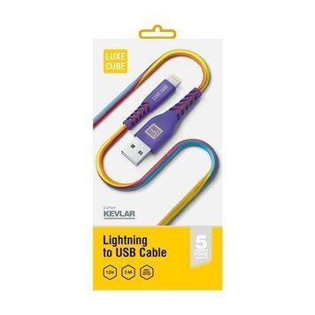 Кабель Luxe Cube Kevlar USB - Lightning (M/M), 1.2 м, райдужний (8886668686341) 340037 фото