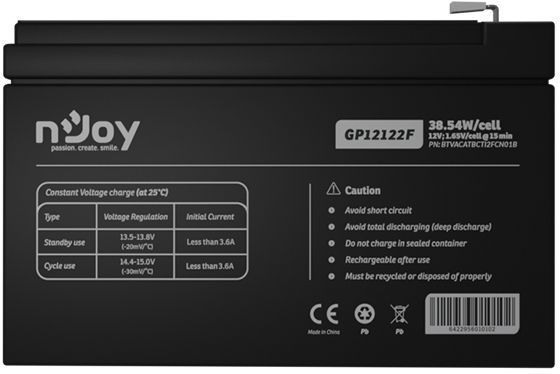 Акумуляторна батарея Njoy GP12122F 12V 12AH (BTVACATBCTI2FCN01B) AGM 429344 фото