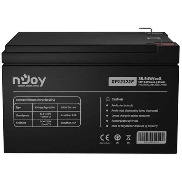 Акумуляторна батарея Njoy GP12122F 12V 12AH (BTVACATBCTI2FCN01B) AGM 429344 фото