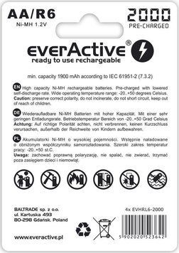 Акумулятор everActive AA/HR06 Ni-MH 2000mAh BL 4шт 291224 фото