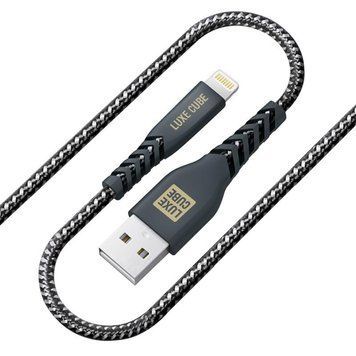 Кабель Luxe Cube Kevlar USB - Lightning (M/M), 1.2 м, черный (8886668686440) 340038 фото