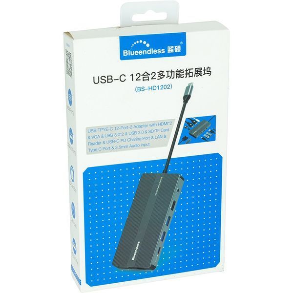 USB-хаб Blueendless USB Type-C 12-в-1 Grey (CA913886) 548096 фото