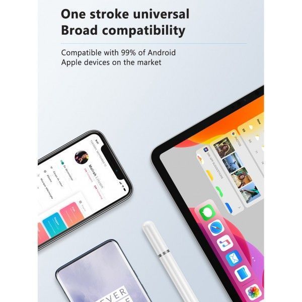Стилус універсальний Goojodoq 2 в 1 Capacitive Drawing Point Ball White (1005001792837306W) 380633 фото