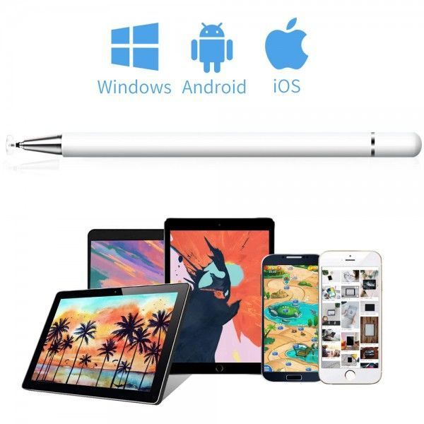 Стилус універсальний Goojodoq 2 в 1 Capacitive Drawing Point Ball White (1005001792837306W) 380633 фото