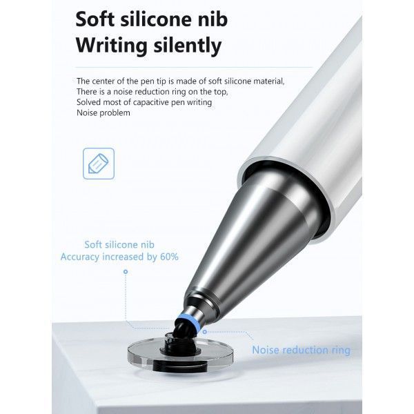 Стилус універсальний Goojodoq 2 в 1 Capacitive Drawing Point Ball White (1005001792837306W) 380633 фото