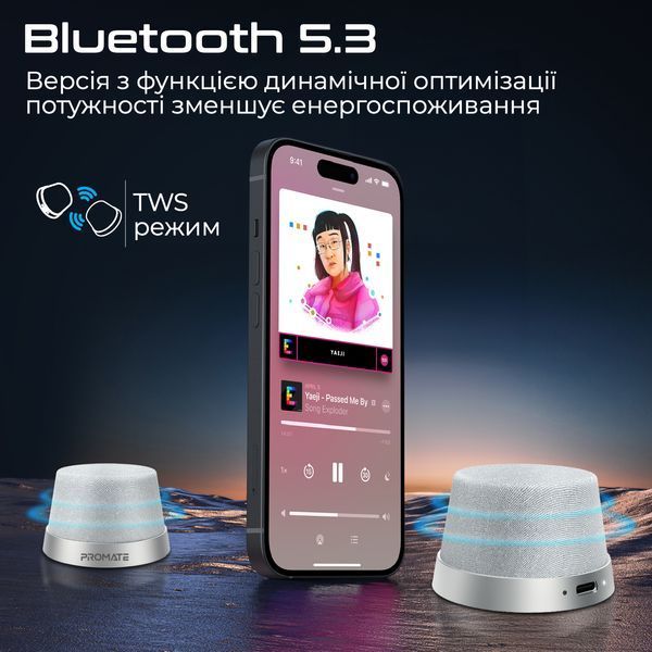 Акустична система Promate Punch 3W Silver 541491 фото