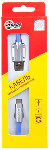 Кабель Dengos USB - USB Type-C (M/M) 1 м Blue (PLS-TC-NS-BLUE) 512200 фото