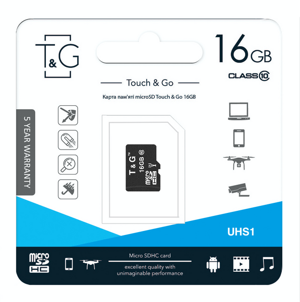Карта пам`ятi MicroSDHC 16GB UHS-I Class 10 T&G (TG-16GBSD10U1-00) 305251 фото