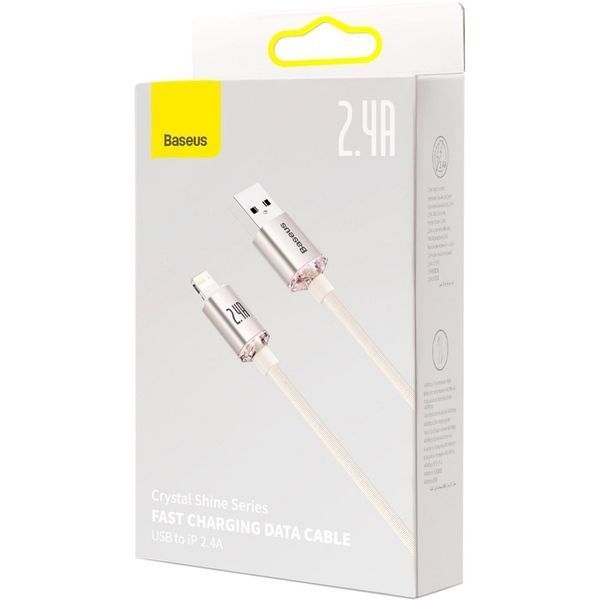 Кабель Baseus Crystal Shine USB - Lightning (M/M), 2.4A, 2 м Pink (CAJY001204) 547458 фото