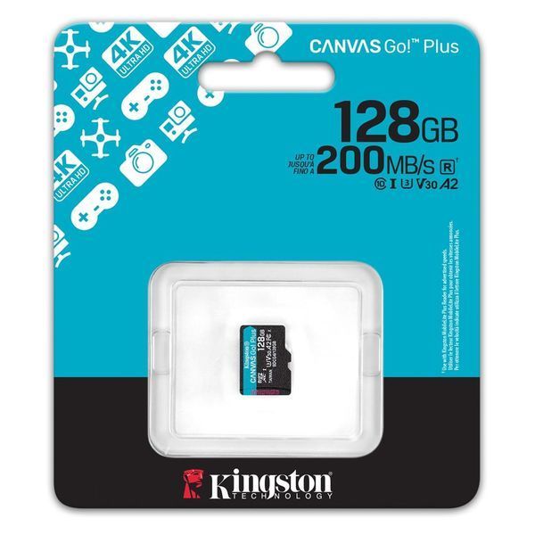 Карта пам`яті MicroSDXC 128GB UHS-I/U3 Class 10 Kingston Canvas Go! Plus R200/W200MB/s (SDCG4/128GBSP) 550112 фото