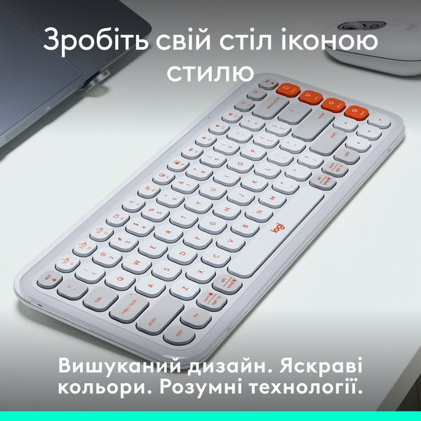 Клавiатура бездротова Logitech Pop Icon Keys Off White (920-013072) 530336 фото