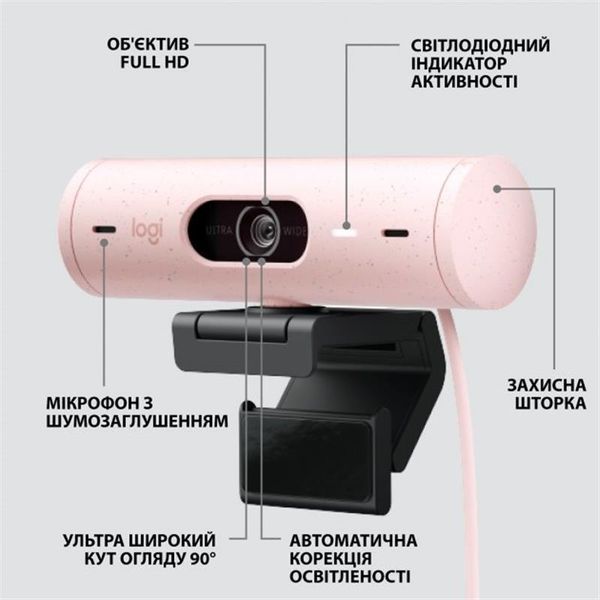 Веб-камера Logitech Brio 500 Rose (960-001421) 453740 фото
