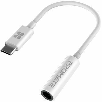 Адаптер Promate AuxLink-C USB Type-C - 3.5 мм (M/F), 0.2 м, White 541644 фото