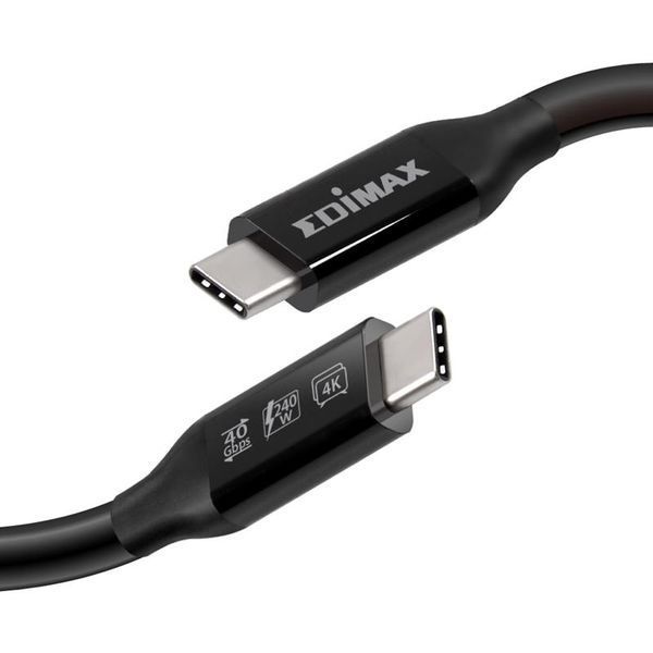 Кабель Edimax UC4 V2 USB Type-C - USB Type-C (M/M), Thunderbolt 3, 240 W, 20 V, 5 A Max, 1 м, Black (UC4-010TB) 532449 фото