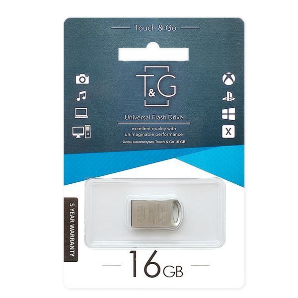 Флеш-накопичувач USB 16GB T&G 105 Metal Series Silver (TG105-16G) 305210 фото