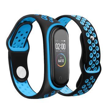 Ремінець BeCover Nike Style для Xiaomi Mi Smart Band 5/Mi Smart Band 6 Black-Blue (705150) 324428 фото