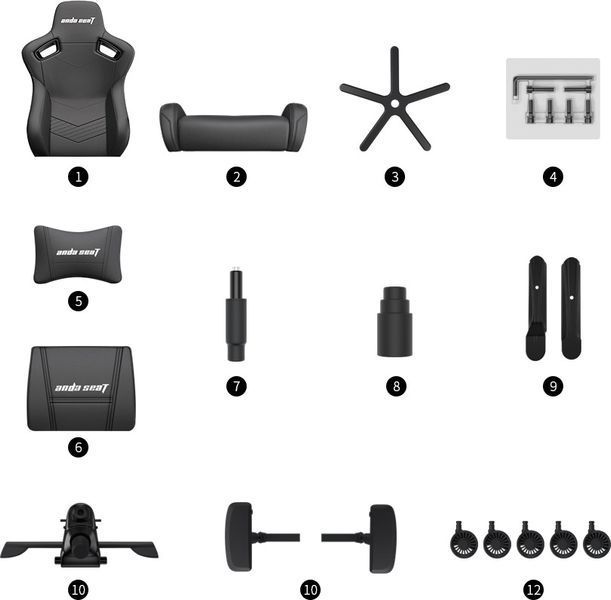 Крісло для геймерів Anda Seat Kaiser 2 Size XL Black (AD12XL-07-B-PV-B01) 530690 фото