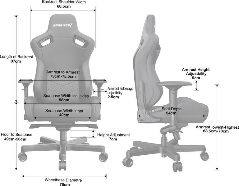Крісло для геймерів Anda Seat Kaiser 2 Size XL Black (AD12XL-07-B-PV-B01) 530690 фото