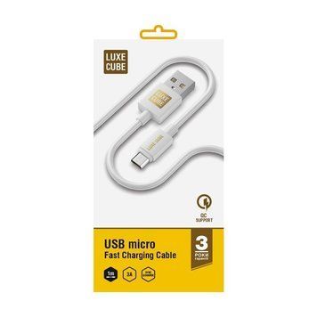 Кабель Luxe Cube USB - micro USB (M/M), 3 А, 1 м, білий (7775557575273) 340232 фото