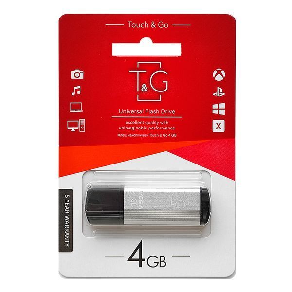 Флеш-накопичувач USB 4GB T&G 121 Vega Series Silver (TG121-4GBSL) 371045 фото